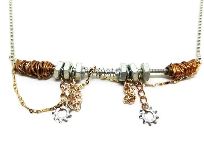 Industrial Guitar String Necklace, Found Object Necklace, Upcycled Necklace, Unisex Necklace, Gift for Her, Unique Birthday Gift