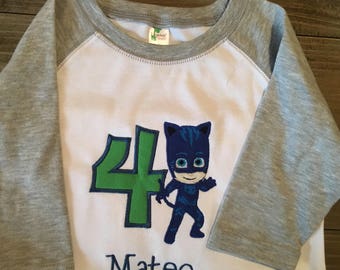 PJ Masks Shirt Catboy, Gekko, Owlette Raglan Baseball Tee