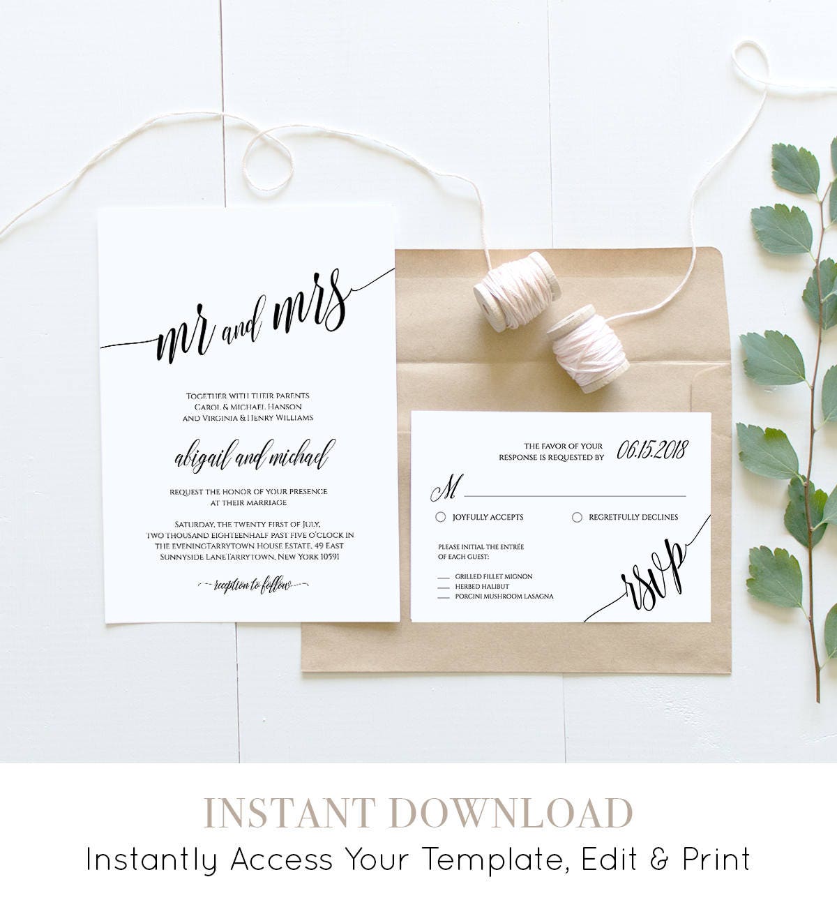 Instant Download Invitations Template 4