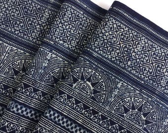 Handwoven Hmong Hilltribe vintage Batik Hemp by PARRIECOLLECTION