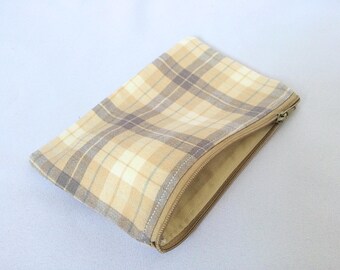 Beige Pencil case, Zipper pouch, Back to school, Make-up bag, Cosmetic pouch, Small, Coin purse