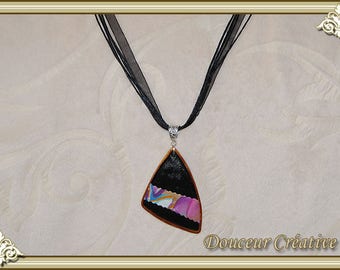 Black necklace multicolor triangular 103043