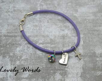 women Purple Leather FOREVER LOVE bracelet