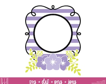 2 Spring Monogram svg - Spring svg - Flower Monogram svg - Striped svg - Monogram Frame svg - Circle Monogram svg - Spring svg files