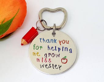 Teacher Appreciation Keychain - "Thank You For Helping Us Grow" Stainless Steel Gift For Mentor/Tutor - View #3