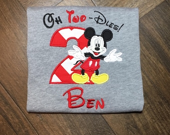 Mickey Mouse Birthday Shirt, 2nd Birthday Shirt for Boys, Oh Two-dles Birthday Shirt, Mickey Mouse Birthday Party, Boys Birthday Shirt,
