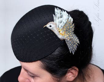 silk bird brooch