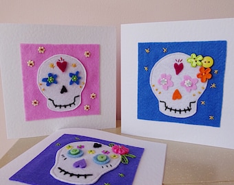 sugar skull card, day of the dead, tattoo card, rockabilly card, mexican skull, skull birthday card, girlfriend birthday, card for friend,