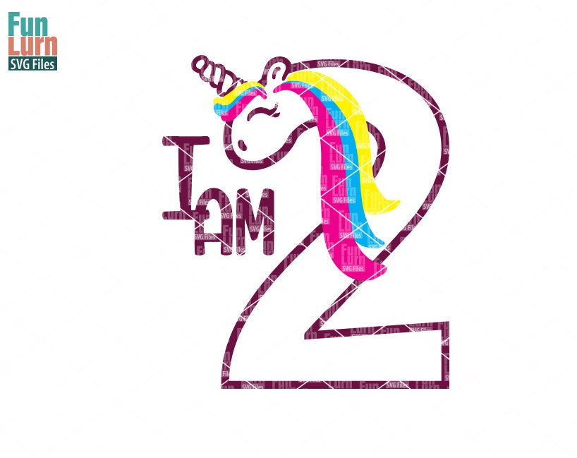 Download Unicorn Birthday svg, second Birthday, I am two, two svg ...