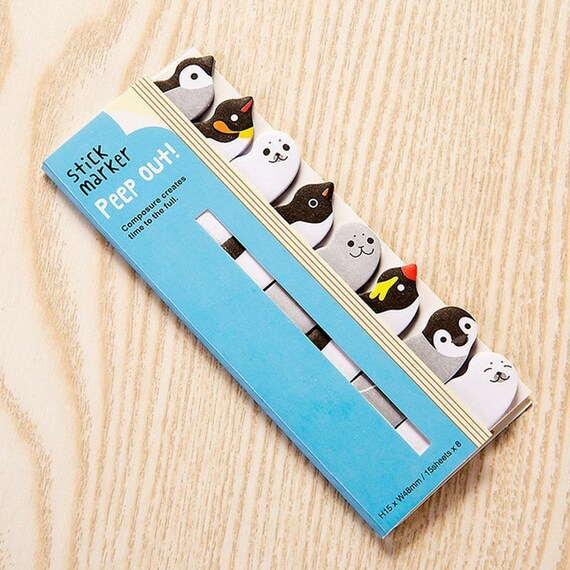 Penguin Peep Out Sticky Memo Markers Tabs