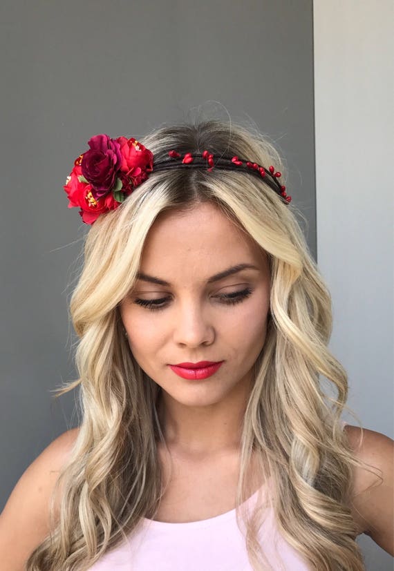 Rose flower crown bridesmaid flower crown wedding flower crown