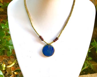 Lapis lazuli tribal necklace, Afghan jewelry, lapis lazuli necklace, pendant necklace, bohemian statement necklace, gemstone necklace