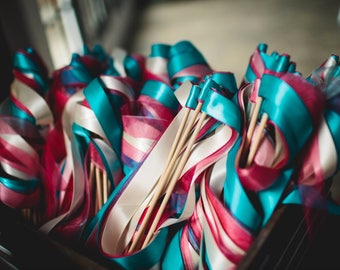 50 Triple Ribbon Wands | Wedding Ribbon Wands | Send off Wands | Wedding Wands | Ceremony Ribbons | Ceremony Wands | Wedding Streamers