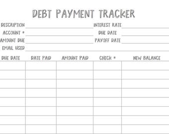 Printable Bill Payment Tracker Log Paying Bills Checklist
