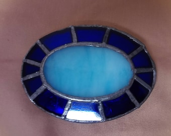 Blue Stained Glass Belt Buckle