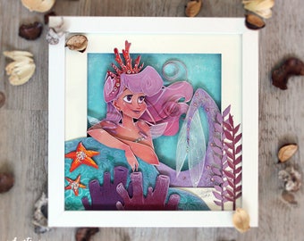 ORIGINAL PAPER CRAFT Mermaid Princess 20 x 20 cm