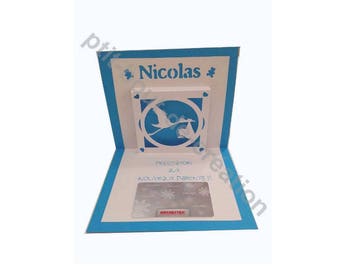 Orginal Birth announcement stork baby card 3D popup