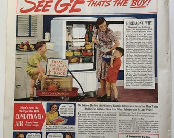 1940 GE Refrigerator Ad from Ladies Home Journal