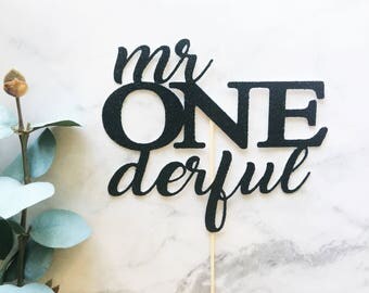 Mr One derful Cake or Cupcake Topper- First birthday/1st Birthday/First Birthday Cake/Cake Smash/1st Birthday/One Cake Topper/onederful