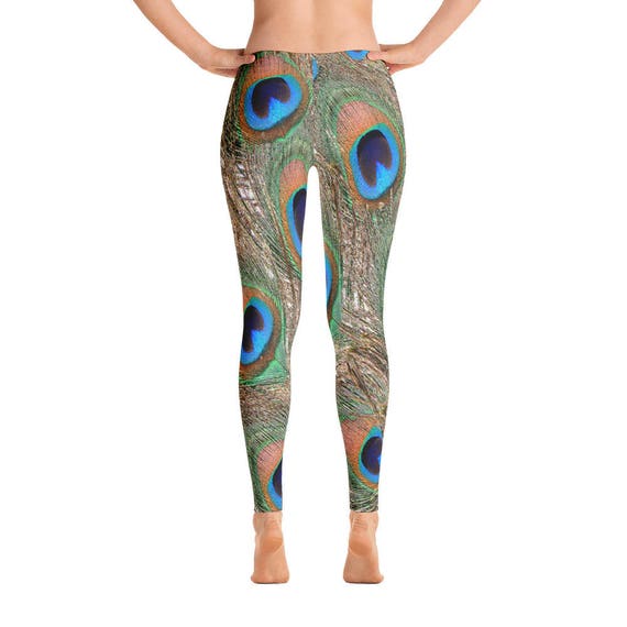 Peacock feather leggings Peacock leggings feather leggings