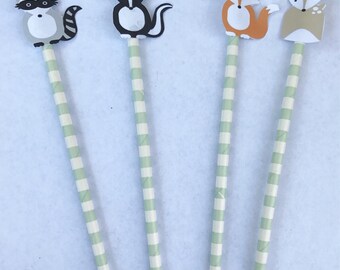 Woodland critters straws