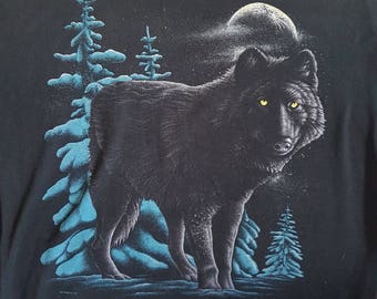 Vintage wolf shirt | Etsy
