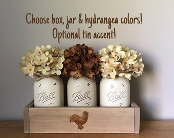 Mason Jar Centerpiece Rooster Decor Kitchen Table Farmhouse Rustic Mason Jar Centerpiece Rooster Decor Kitchen Table Farmhouse Rustic