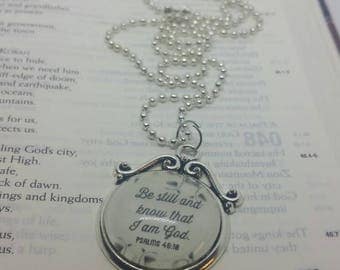 Hand Stamped Necklace with Name Bible Verse and Cross Charm