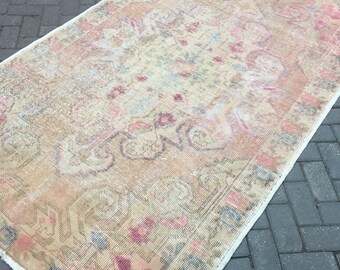 Oushak rug. Boho rug. New fashion perfect, pastel Oushak rug. Hand made. 143x232cm.--56.30x91.34inc.