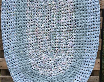 Blue tones oval Rag Rug 29"x42"