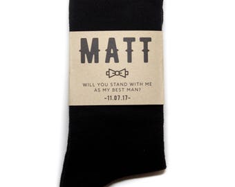 Will you be my Groomsmen/Best Man - Custom Sock Labels for Wedding Party - Groomsmen Proposal Idea