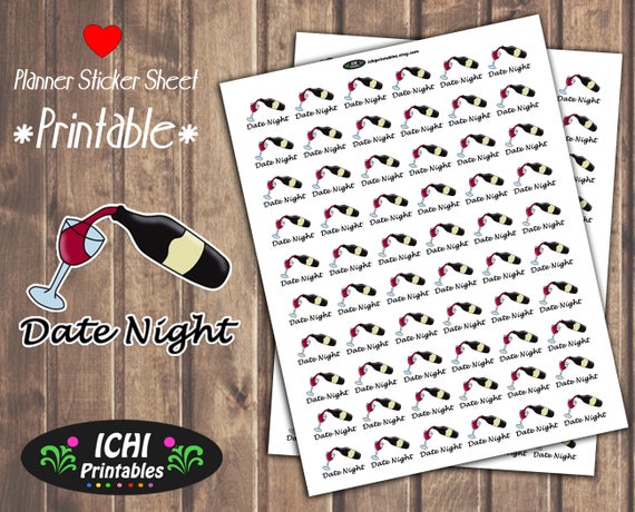 Date Night Printable Planner Stickers Date Night Planner