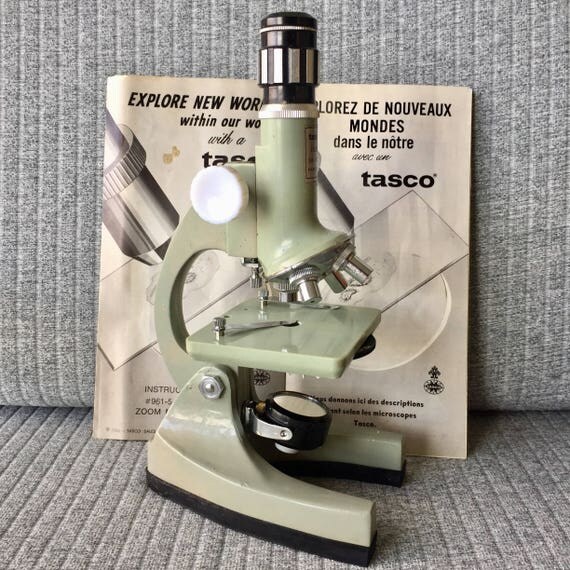 Vintage 1960s Tasco Microscope Set in Original Timber Box with