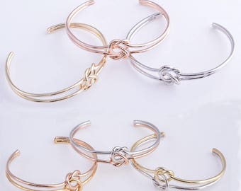 Knot bracelet,bridesmaid bracelet,double knot bracelet,tie the knot bracelet,gold bracelet,rose gold bracelet ,silver bracelet