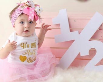 Half birthday outift // baby girl half birthday onesie // half birthday // baby outfit