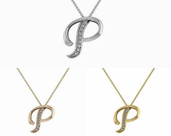 Alphabet Necklace Large Letter with Swarovski Crystals