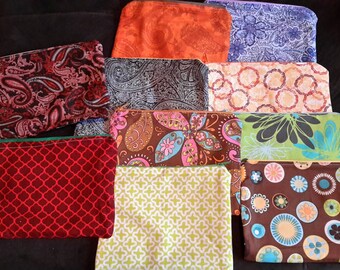 Cotton lined zipper pouch