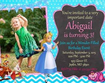 Alice in Wonderland Invitation Birthday - Alice in Wonderland Party