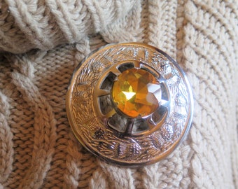 Vintage Scottish Thistle Cairngorm Brooch - Large Cairngorm Brooch - Vintage Scottish Brooch - Cloak - Cape - Highland Dress - Scottish Gift