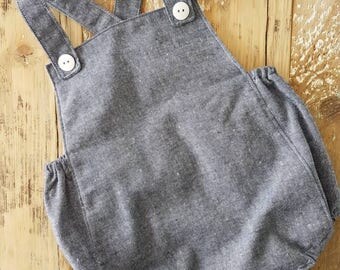 Baby boy romper, boy clothes, romper, chambray