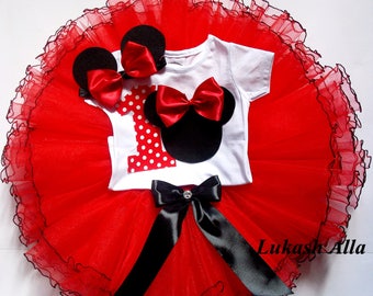 Minnie Mouse Birthday Outfit-Minnie Mouse Ears-Birthday Tutu Dress-First Birthday Outfit -Minnie Mouse 1st Birthday Outfit Shirt-TUTU set