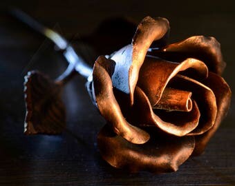 7 year anniversary gift for wife - handmade metal rose