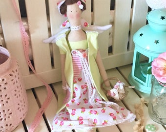 Tilda doll, fabric doll, gift for her, soft toy, pink tilda doll, pastel tilda doll, textile doll, handmade doll, green tilda doll, mint