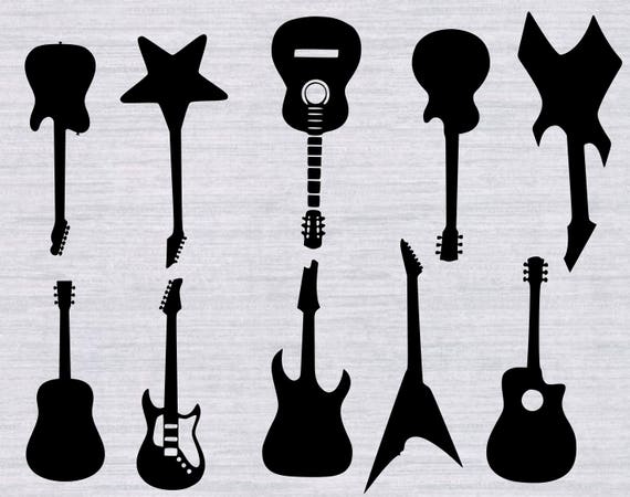 Download Guitar SVG Bundle Guitar silhouette Guitar cut file svg
