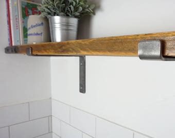 Reclaimed Wood Shelves with Industrial Metal Brackets | Rustic Shelves | Hipster Shelves | Scaffolding Board Shelf | 50cm to 140cm Long