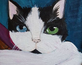 Pet portrait Folk Art Gussy - 8x10 Acrylic Painting