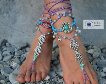 ON SALE 25%off barefoot sandals, beach sandals, foot jewelry ,beach wedding Barefoot sandals, boho shoes gypsy Barefoot Hippie, Foot Jewelry