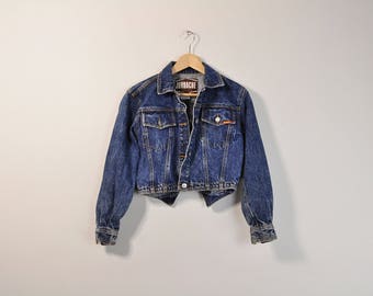 Cropped Denim Jacket, Cropped Jean Jacket, Vintage Crop Jacket, Vtg Denim Jacket, Vtg Jean Jacket, Womens 90s Denim Jacket Small