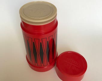 Red and Black Thermos | Thermos Container | Red and Black Argyle