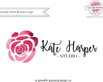 Watercolor Floral Logo - Feminine Logo - Affordable Logos - Small Business Logo Design - OOAK Logo Design - Studio Boutique Logo
